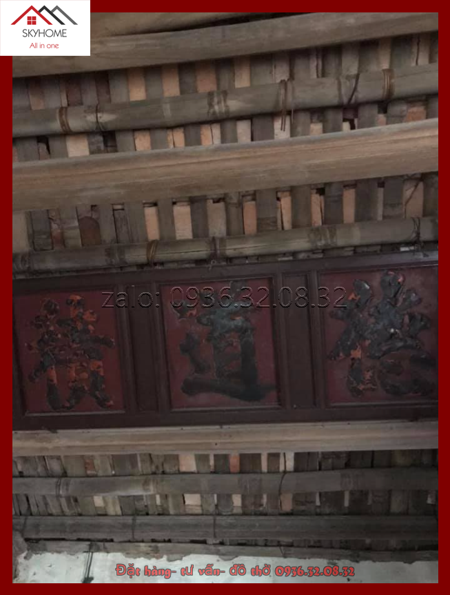 Hoành phi gỗ phòng thờ chữ Tích đạo đức